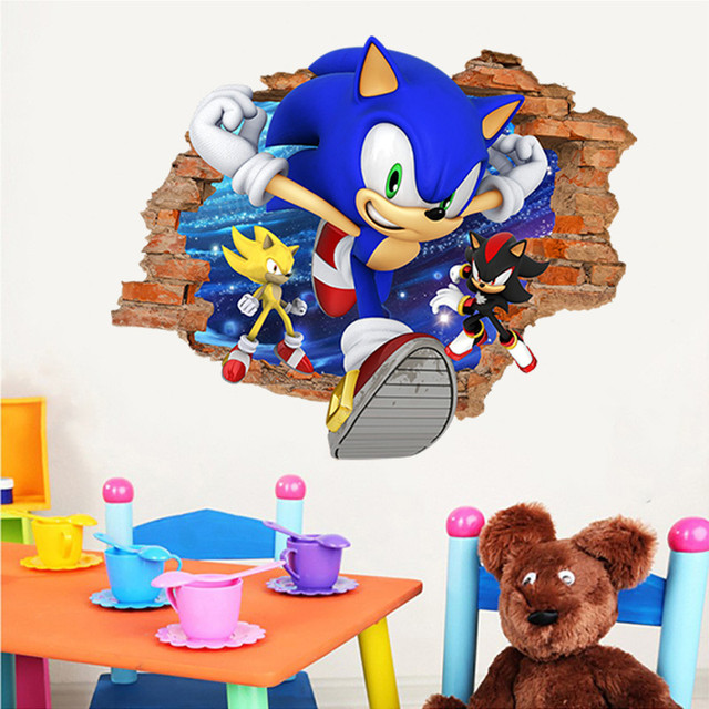 Sonic The Hedgehog Peel and Stick Wallpaper Cartoon Self-Adhesive Wall  Sticker Boys Bedroom and Kids Game Room Wall Decor Poster - AliExpress